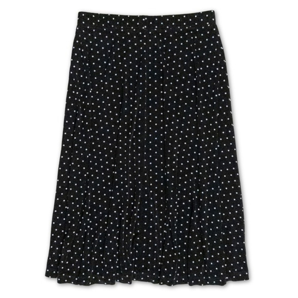 Laura Ashley A-Line Skirt Womens Large Black White Polka Dot Vintage 90s Twee
